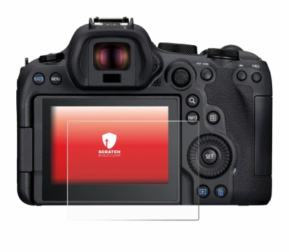 Immagine del dispositivo Canon EOS R6 Mark II con un'ampia varietà di protezioni per lo schermo.