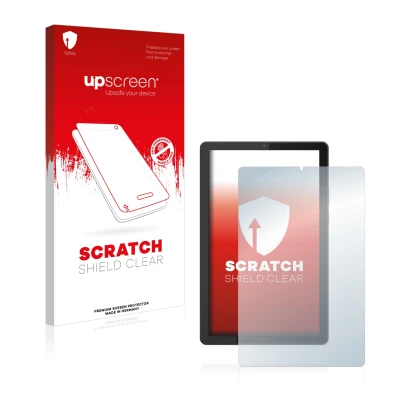 Parte frontale di una confezione del prodotto con il logo del marchio upscreen. Accanto è raffigurato il dispositivo Lenovo Ta