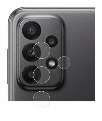 Immagine del dispositivo Samsung Galaxy A23 5G (SOLO Fotocamera) con un'ampia varietà di protezioni per lo schermo.