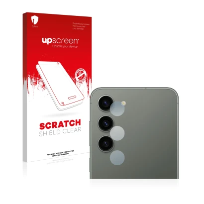Parte frontale di una confezione del prodotto con il logo del marchio upscreen. Accanto è raffigurato il dispositivo Samsung G