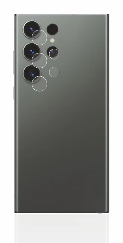 Immagine del dispositivo Samsung Galaxy S23 Ultra (SOLO Fotocamera) con un'ampia varietà di protezioni per lo schermo.