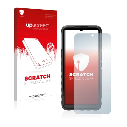 Parte frontale di una confezione del prodotto con il logo del marchio upscreen. Accanto è raffigurato il dispositivo Caterpill