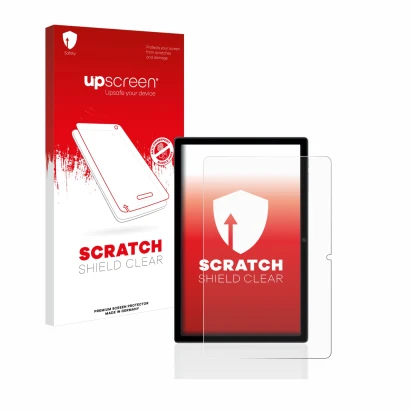 Parte frontale di una confezione del prodotto con il logo del marchio upscreen. Accanto è raffigurato il dispositivo Blackview