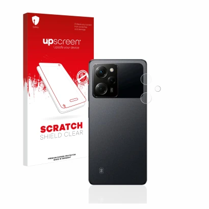Parte frontale di una confezione del prodotto con il logo del marchio upscreen. Accanto è raffigurato il dispositivo Xiaomi Po