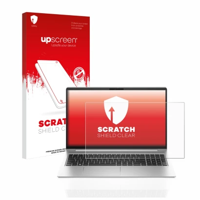 Parte frontale di una confezione del prodotto con il logo del marchio upscreen. Accanto è raffigurato il dispositivo HP ProBoo