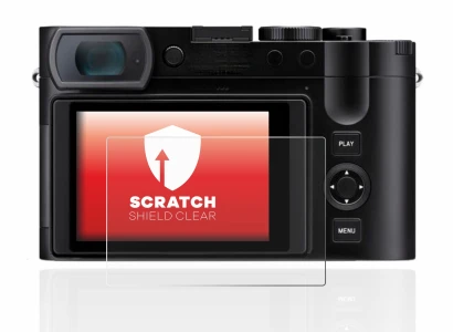 Immagine del dispositivo Leica Q3 con un'ampia varietà di protezioni per lo schermo.