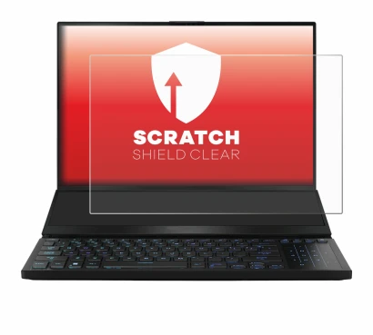 Immagine del dispositivo ASUS ROG Zephyrus Duo 16 2023 con un'ampia varietà di protezioni per lo schermo.