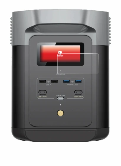 Immagine del dispositivo EcoFlow DELTA 2 con un'ampia varietà di protezioni per lo schermo.