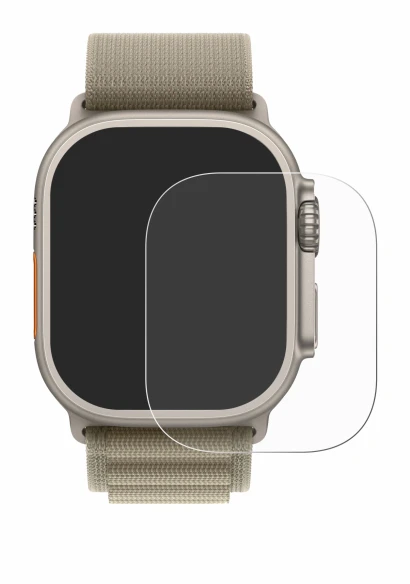 Immagine del dispositivo Apple Watch Ultra 2 (49 mm) con un'ampia varietà di protezioni per lo schermo.