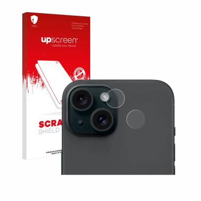 Parte frontale di una confezione del prodotto con il logo del marchio upscreen. Accanto è raffigurato il dispositivo Apple iPh