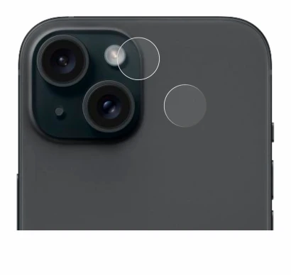 Immagine del dispositivo Apple iPhone 15 (SOLO Fotocamera) con un'ampia varietà di protezioni per lo schermo.