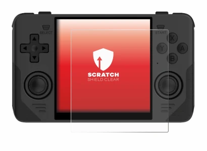 Immagine del dispositivo Powkiddy RGB30 con un'ampia varietà di protezioni per lo schermo.