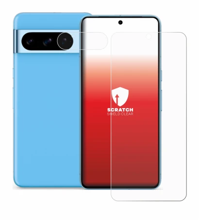 Immagine del dispositivo Google Pixel 8 Pro (Fronte+Fotocamera) con un'ampia varietà di protezioni per lo schermo.