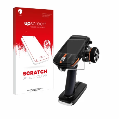 Parte frontale di una confezione del prodotto con il logo del marchio upscreen. Accanto è raffigurato il dispositivo RadioLink