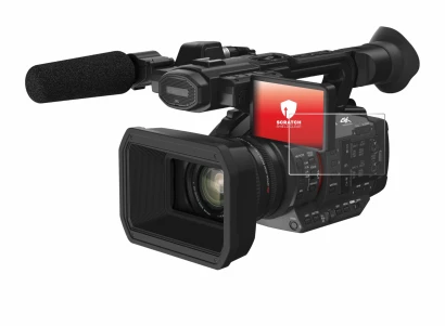 Immagine del dispositivo Panasonic HC-X2 con un'ampia varietà di protezioni per lo schermo.