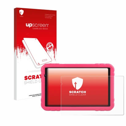 Parte frontale di una confezione del prodotto con il logo del marchio upscreen. Accanto è raffigurato il dispositivo Aocwei x5