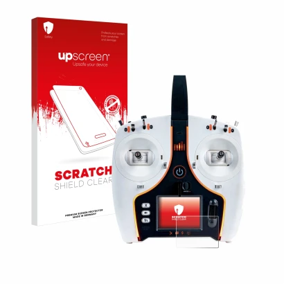 Parte frontale di una confezione del prodotto con il logo del marchio upscreen. Accanto è raffigurato il dispositivo Spektrum