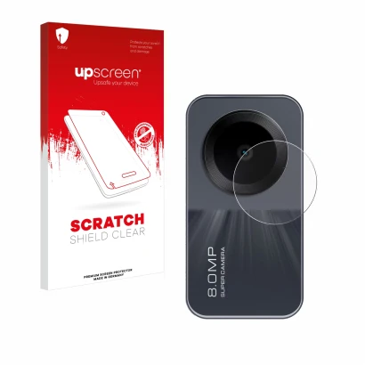 Parte frontale di una confezione del prodotto con il logo del marchio upscreen. Accanto è raffigurato il dispositivo Xiaomi Re