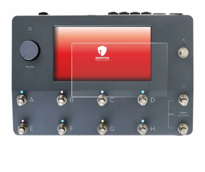 Immagine del dispositivo Neural DSP Quad Cortex con un'ampia varietà di protezioni per lo schermo.