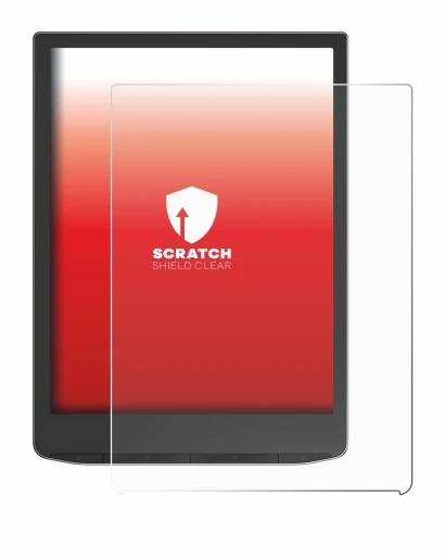 Immagine del dispositivo Vivlio InkPad 4 con un'ampia varietà di protezioni per lo schermo.