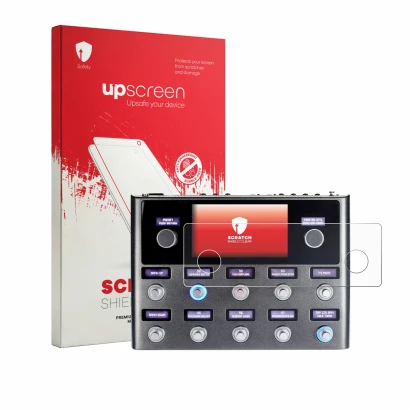 Parte frontale di una confezione del prodotto con il logo del marchio upscreen. Accanto è raffigurato il dispositivo Fender To