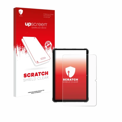 Parte frontale di una confezione del prodotto con il logo del marchio upscreen. Accanto è raffigurato il dispositivo Hotwav R7
