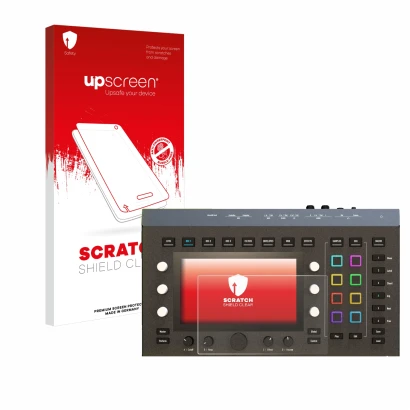 Parte frontale di una confezione del prodotto con il logo del marchio upscreen. Accanto è raffigurato il dispositivo Waldorf I