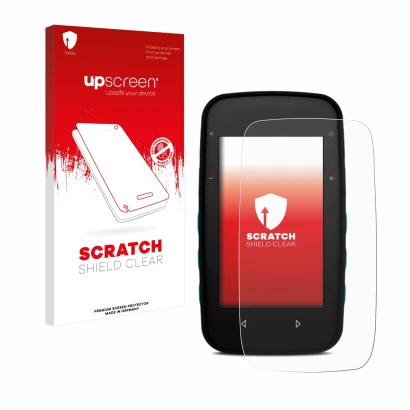 Parte frontale di una confezione del prodotto con il logo del marchio upscreen. Accanto è raffigurato il dispositivo CompeGPS