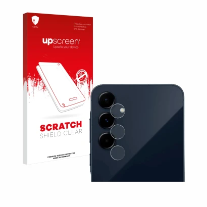 Parte frontale di una confezione del prodotto con il logo del marchio upscreen. Accanto è raffigurato il dispositivo Samsung G