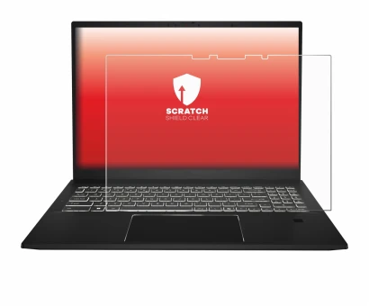 Immagine del dispositivo MSI Summit E16 AI Studio con un'ampia varietà di protezioni per lo schermo.