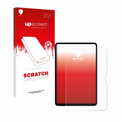 Parte frontale di una confezione del prodotto con il logo del marchio upscreen. Accanto è raffigurato il dispositivo Apple iPa