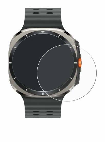 Immagine del dispositivo Samsung Galaxy Watch Ultra (47 mm) con un'ampia varietà di protezioni per lo schermo.