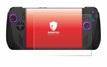 Immagine del dispositivo ASUS ROG Ally X (2024) con un'ampia varietà di protezioni per lo schermo.