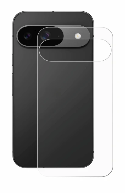 Immagine del dispositivo Google Pixel 9 (Posteriore) con un'ampia varietà di protezioni per lo schermo.