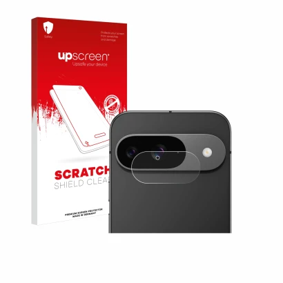 Parte frontale di una confezione del prodotto con il logo del marchio upscreen. Accanto è raffigurato il dispositivo Google Pi
