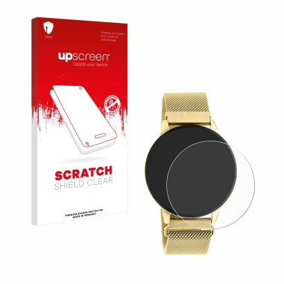 Parte frontale di una confezione del prodotto con il logo del marchio upscreen. Accanto è raffigurato il dispositivo Oozoo Q00