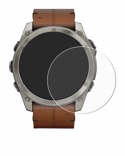 Immagine del dispositivo Garmin Fenix 8 AMOLED (51 mm) con un'ampia varietà di protezioni per lo schermo.
