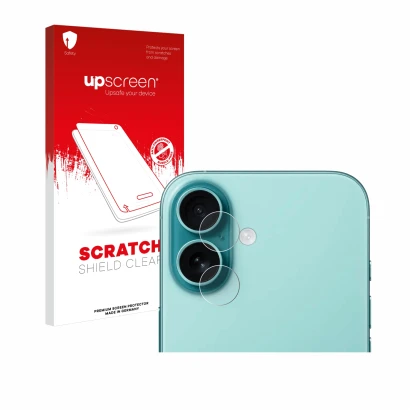 Parte frontale di una confezione del prodotto con il logo del marchio upscreen. Accanto è raffigurato il dispositivo Apple iPh