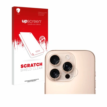 Parte frontale di una confezione del prodotto con il logo del marchio upscreen. Accanto è raffigurato il dispositivo Apple iPh