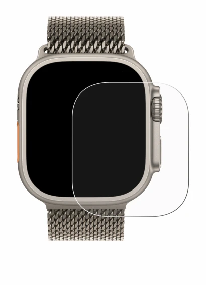 Immagine del dispositivo Apple Watch Ultra 3 con un'ampia varietà di protezioni per lo schermo.