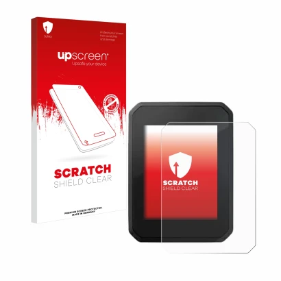 Parte frontale di una confezione del prodotto con il logo del marchio upscreen. Accanto è raffigurato il dispositivo FIT Displ