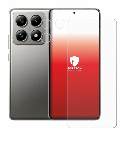 Immagine del dispositivo Xiaomi 14T Pro (Fronte+Fotocamera) con un'ampia varietà di protezioni per lo schermo.