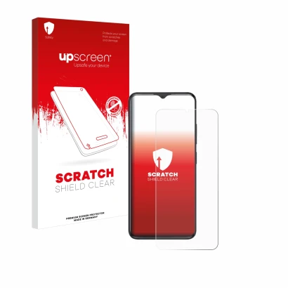 Parte frontale di una confezione del prodotto con il logo del marchio upscreen. Accanto è raffigurato il dispositivo ZTE Blade