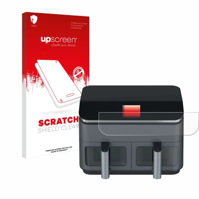 Parte frontale di una confezione del prodotto con il logo del marchio upscreen. Accanto è raffigurato il dispositivo Cosori CA