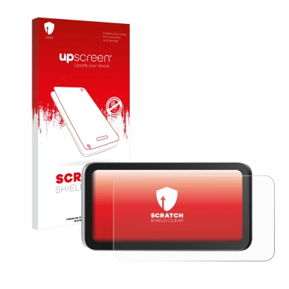 Parte frontale di una confezione del prodotto con il logo del marchio upscreen. Accanto è raffigurato il dispositivo Einstar V
