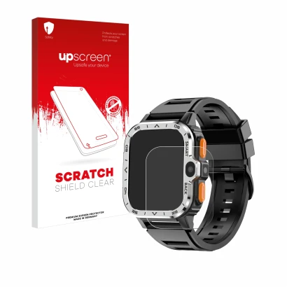 Parte frontale di una confezione del prodotto con il logo del marchio upscreen. Accanto è raffigurato il dispositivo HS Smartw