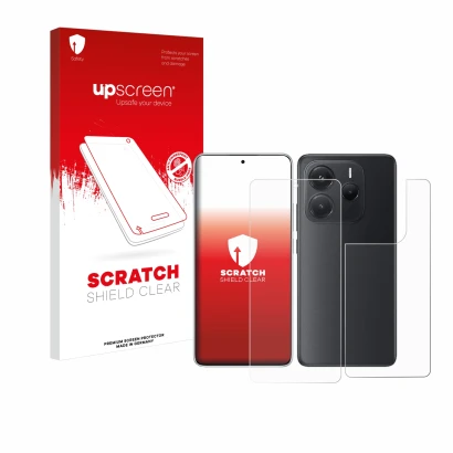 Parte frontale di una confezione del prodotto con il logo del marchio upscreen. Accanto è raffigurato il dispositivo Xiaomi Re