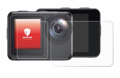 Immagine del dispositivo Akaso Brave 7 LE con un'ampia varietà di protezioni per lo schermo.