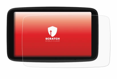 Immagine del dispositivo TomTom GO Advanced con un'ampia varietà di protezioni per lo schermo.