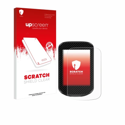 Parte frontale di una confezione del prodotto con il logo del marchio upscreen. Accanto è raffigurato il dispositivo iGPSPORT